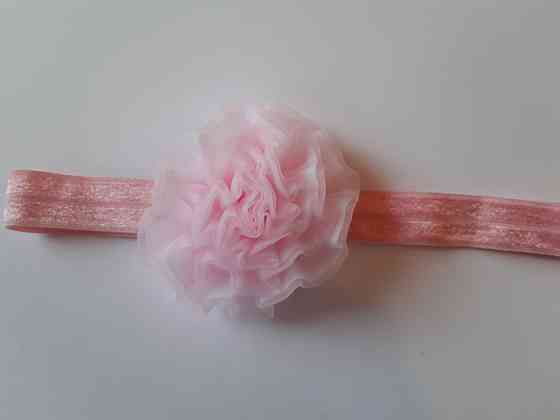 Дитяча пов'язка світло-рожева - розмір універсальний (на резинці), квітка 7см Київ