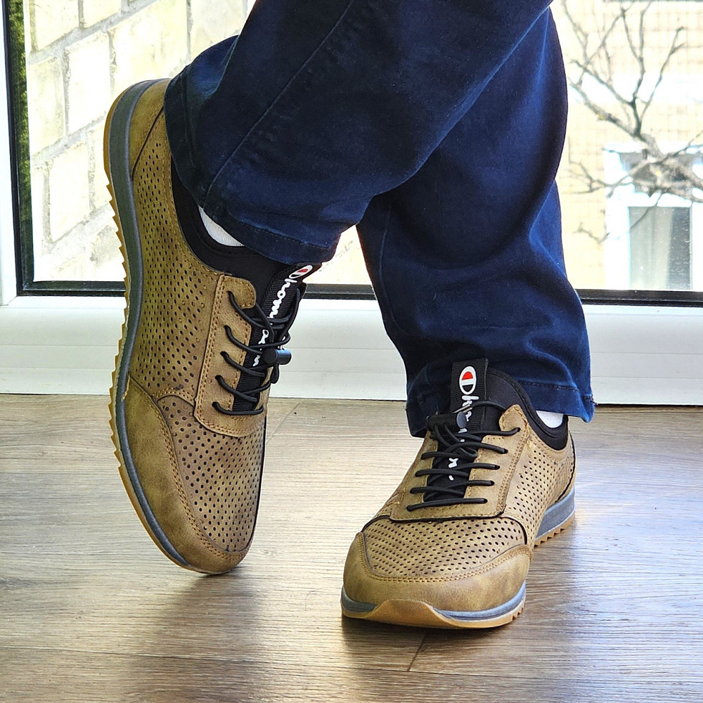 Чоловічі мокасини Літні Бежеві Туфлі Сіточка Коричневі Світлі (розміри: 40,41,42,43,44,45) - 216-3 Дніпро - фото 8