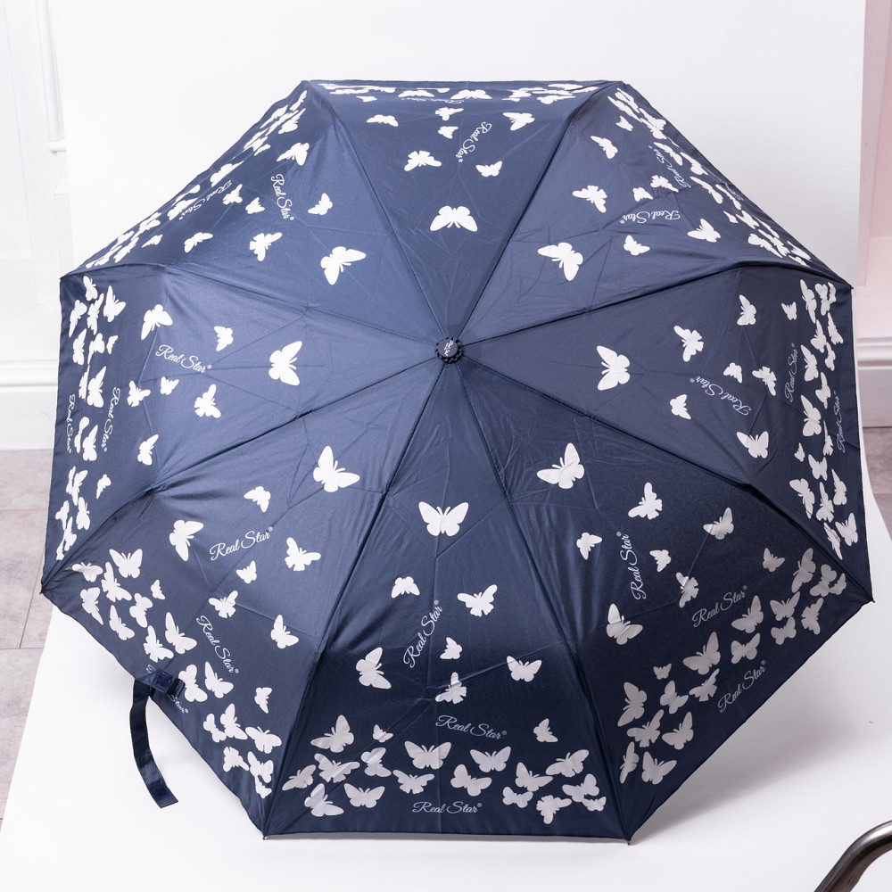 Зонт полуавтомат с принтом прочный из полиэстера диаметр 97 см Синий HP-23-2BL Киев - изображение 1