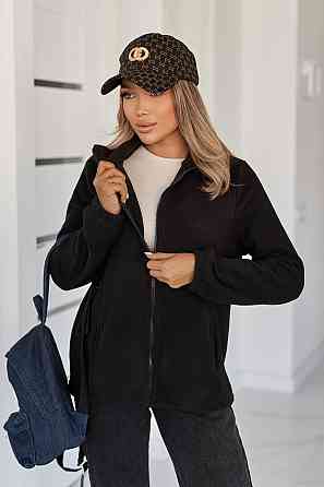 Флісова жіноча кофта на блискавці Jacket" | Норма та батал Чорний, 54-56 Київ