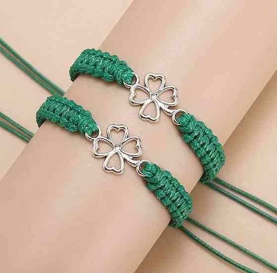 Набір із 2 зелених браслетів з конюшиною на удачу Київ