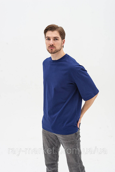 Футболка оверсайз RAY OVERSIZE чоловіча темно-синя (U0104M-Navy Blue) Київ - фото 2