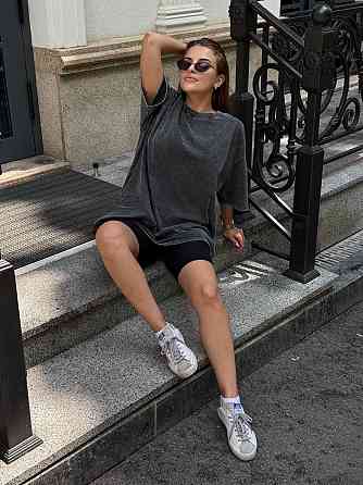 Велосипедки и футболка варенка тай дай оверсайз Серый M-L Харьков