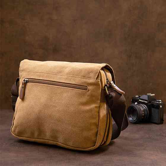 Сумка почтальонка текстильна Vintage 20607 Пісочна Київ