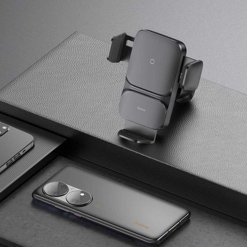 Тримач для мобiльного з БЗП Baseus Wisdom Auto Alignment Car Mount Wireless Charger (QI 15W) (Air Outlet base) Black Київ - фото 5
