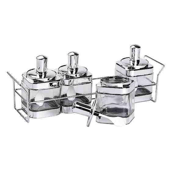 Набір банок для сипучих продуктів 4 штуки 350 мл скляні на підставці HP-1340 Коломия