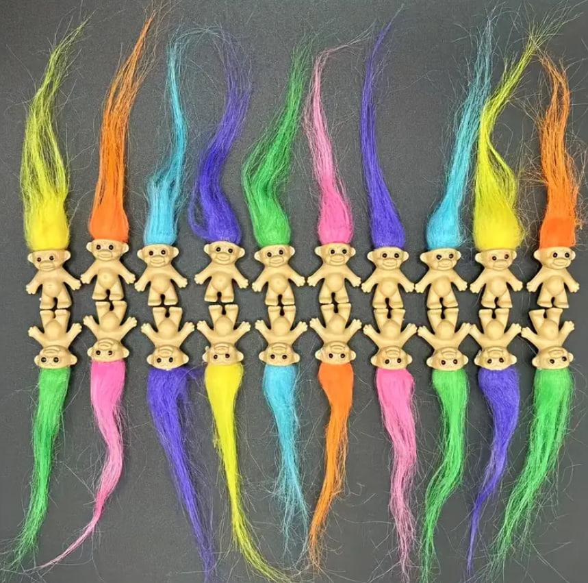 Щасливий троль з різнокольоровим волоссям | Міні-фігурка для декору, творчості, колекціонування та п Київ - фото 4