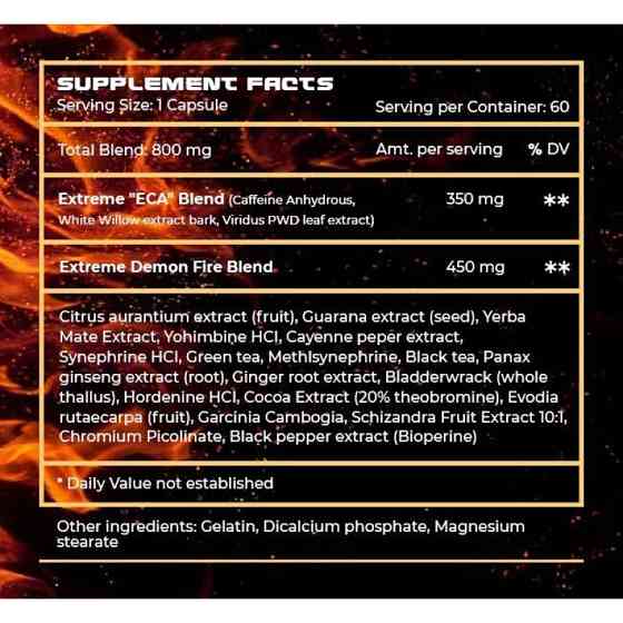 Жиросжигатель Extreme Diet Supps Demon Fire 60 капсул Луцк