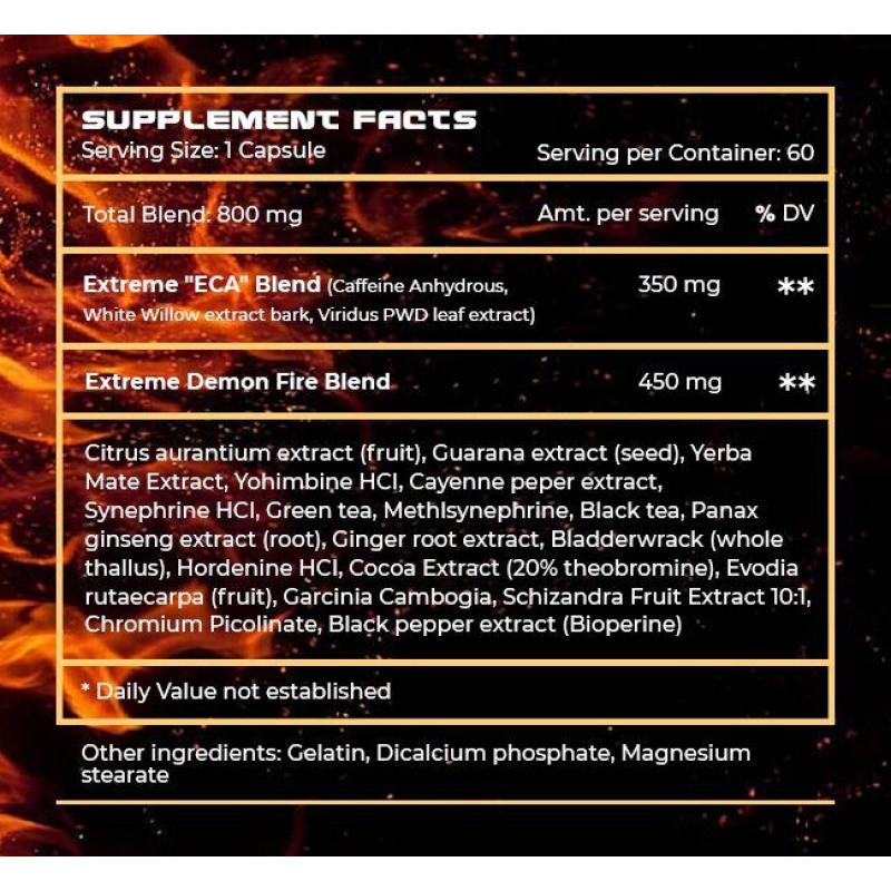 Жироспалювач Extreme Diet Supps Demon Fire 60 капсул Луцьк - фото 2