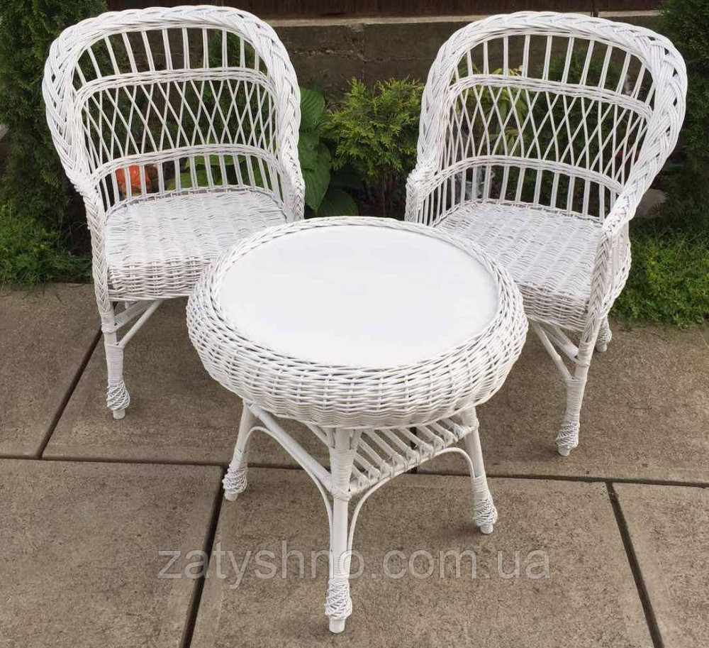 Білі плетені меблі|  Комплект плетених меблів | меблі з лози з журнальним столом Київ - фото 8