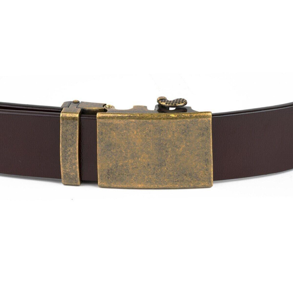 Ремень мужской с латунной пряжкой автомат Vintage 20264 Коричневый Киев - изображение 6