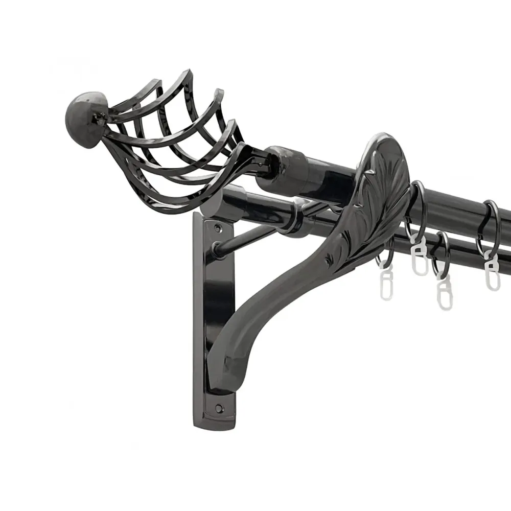 Карниз Orvit Арезо металевий дворядний ретро гладка труба кільце металеве Онікс 25\19 мм 300 см (00-00021478) Львів - фото 1