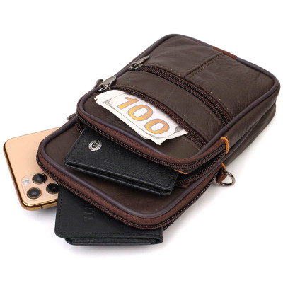 Сумка Vintage На пояс из натуральной кожи Коричневая (21482) Винница - изображение 9