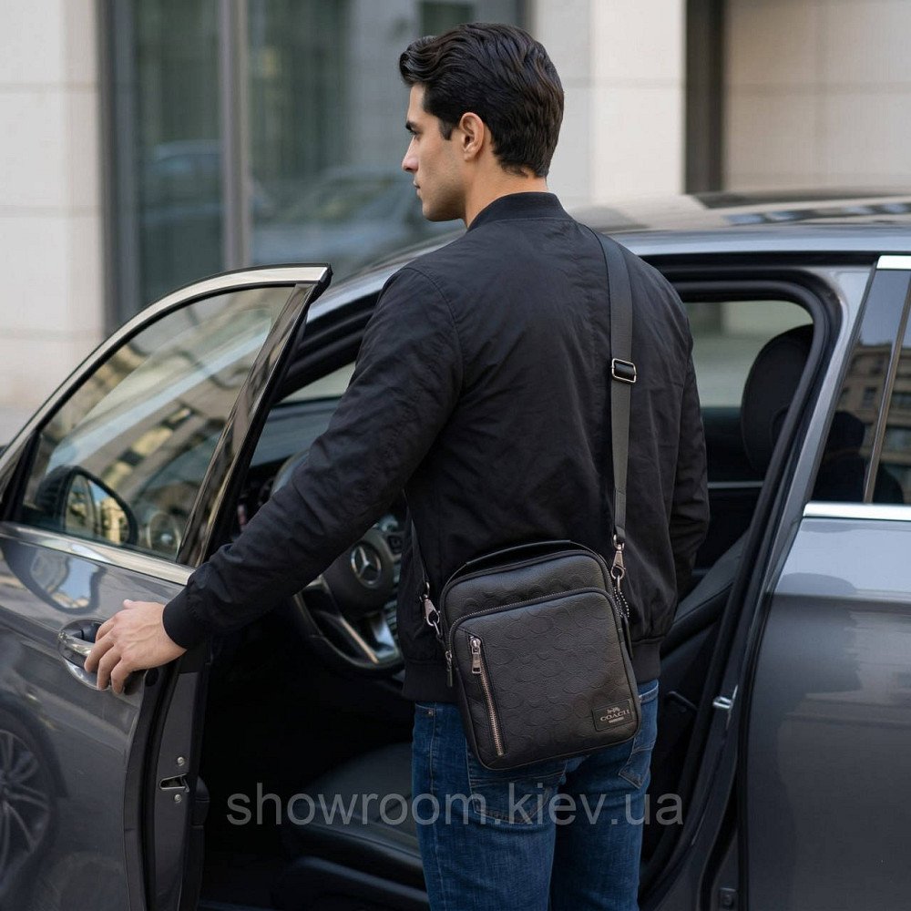 Чоловіча барсетка, сумка на плече Coach (2515) чорна Київ - фото 7