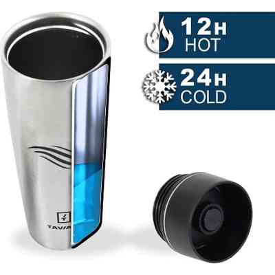 Термокружка Tavialo матовий сріблястий колір + 2 ущільнювальних кільця 460 мл (190460109) Винница