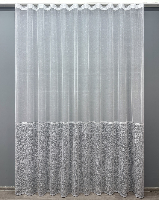 Тюль VR-Textil 1672т Жаккард Белый с серым 300х270 см (42-0686) Киев - изображение 2