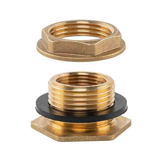 Втулка для бака РВ 1" - РЗ 1 1/4" з гайкою та прокладкою 1 1/4", BRASS, BR-P100114 Київ
