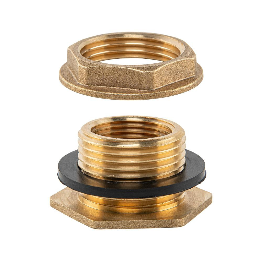 Втулка для бака РВ 1" - РЗ 1 1/4" з гайкою та прокладкою 1 1/4", BRASS, BR-P100114 Київ - фото 2