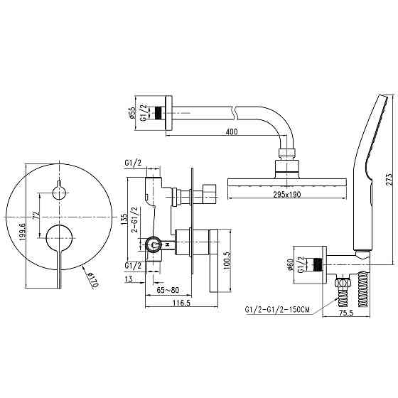 Душова система вбудована TOPAZ MODERNO TMD-33205-H78A Киев