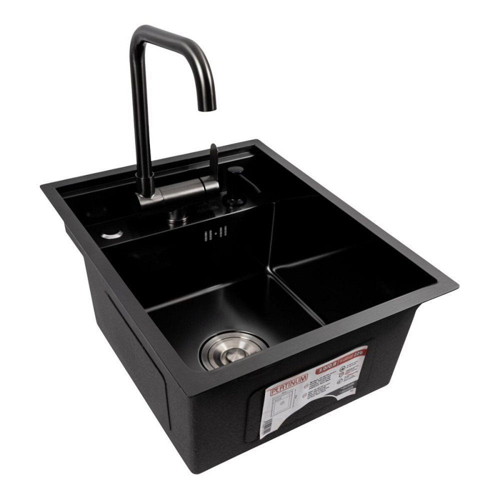 PLATINUM Кухонна мийка CM 40*50 прихована PVD чорна Platinum Handmade Киев - изображение 1