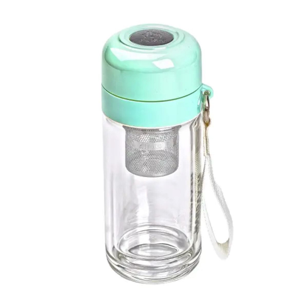 Yiwu Термос скляний Hexagram із подвійними стінками та заварником 240 мл м'ятний HP-14-40M Киев - изображение 1