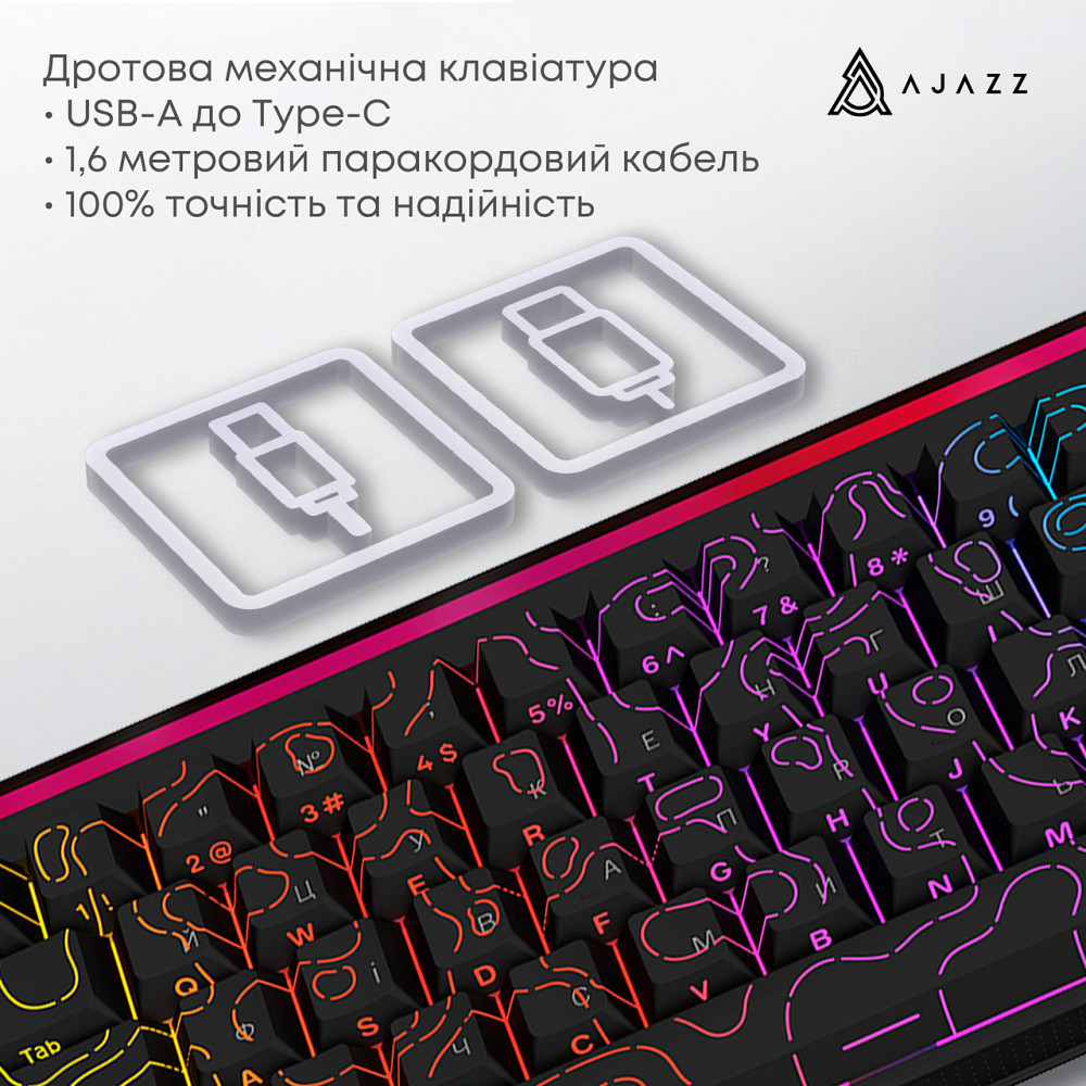 Клавіатура Ajazz NK68 Red Switch Black USB-C (NK68-R-S-B) ( 18955 ) Харьков - изображение 11
