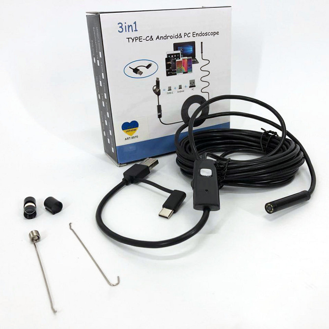 Usb Android Ендоскоп для смартфона 2 м 7 мм, Камера ендоскоп для авто, Гнучкі YQ-222 технічні ендоскопи Київ - фото 7