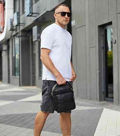 Мужская кожаная сумка-барсетка 26х20.5х8, мессенджер через плечо Bexhill Bx-56402 черная Киев