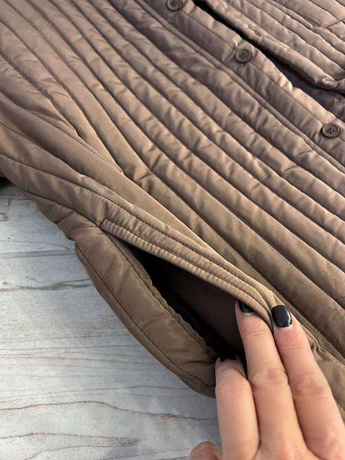 Куртка жіноча Lady Yep 9089 сорочка подовжена оверсайз стьобана демісезонна one size, коричневий, one size Київ - фото 6