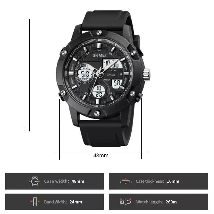 Мужские наручные классические часы Skmei 1757 Черный с белым Винница - изображение 9