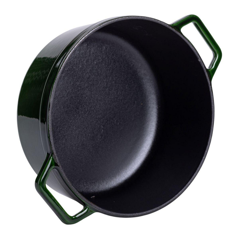 Каструля чавунна емальована 3,5 л з кришкою Ø24 см Зелена HP-1-1 Київ - фото 5