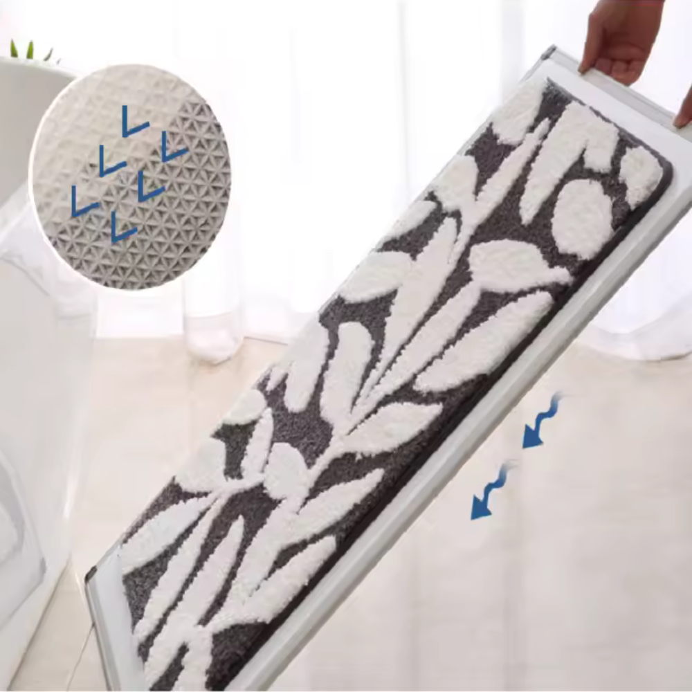 Коврик для ванной и душа коврик для ног в ванную комнату,микрофибра,атискользящий 40х60 см,серый с листьями Каменец-Подольский - изображение 3