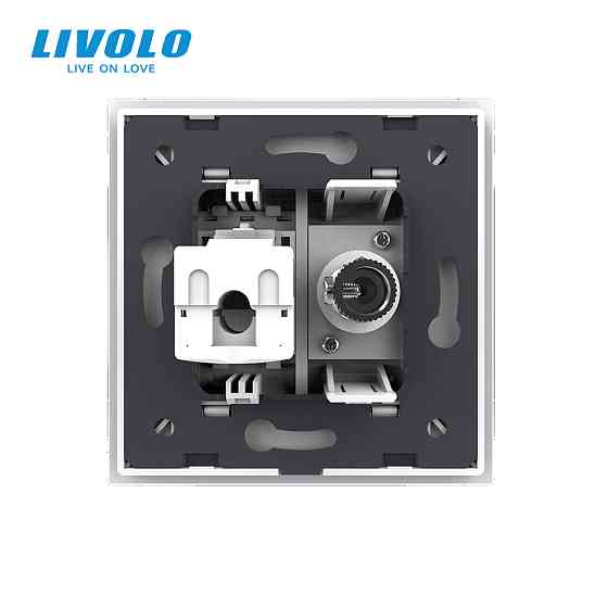 LIVOLO Розетка комп'ютерна RJ-45 і ТБ розетка Livolo білий скло (VL-C791VC-11) Коломия