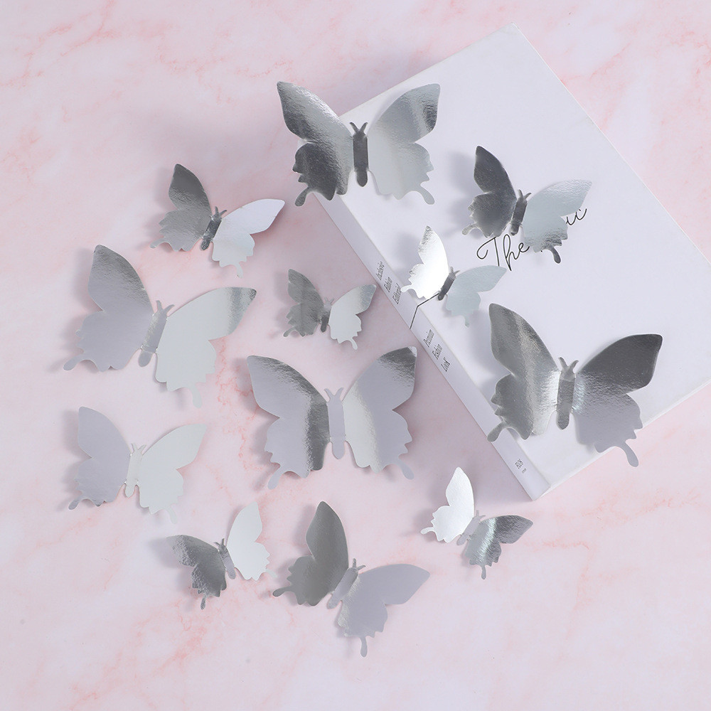 Декоративні метелики на скотчі дзеркальні 12 штук сріблястий Київ - фото 8