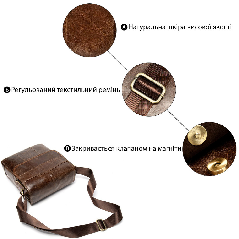 Сумка Vintage из натуральной гладкой кожи 14945 Коричневая Киев - изображение 4