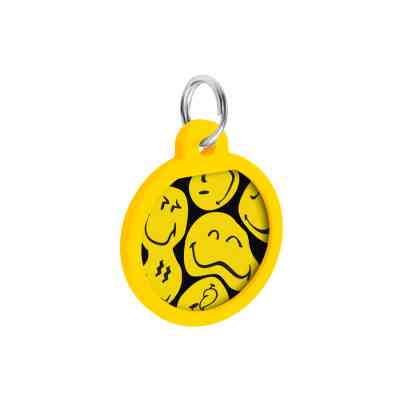 Адресник для тварин WAUDOG Smart ID з QR паспортом "Смайли на чорному", коло 25 мм (225-0181) Вінниця