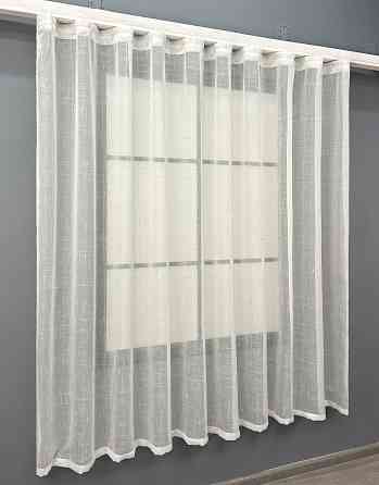 Короткий тюль VR-Textil 1211т Івонна Льон Молочний з золотистим вкрапленням 270х170 см (43-338) Київ