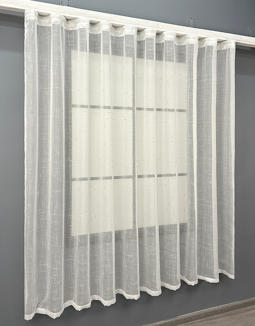 Короткий тюль VR-Textil 1211т Івонна Льон Молочний з золотистим вкрапленням 270х170 см (43-338) Київ - фото 2