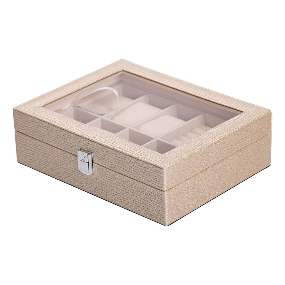 Шкатулка для украшений из эко кожи 25.5×20×7.5 см органайзер для ювелирных изделий HP-5-6GOLD Киев - изображение 2