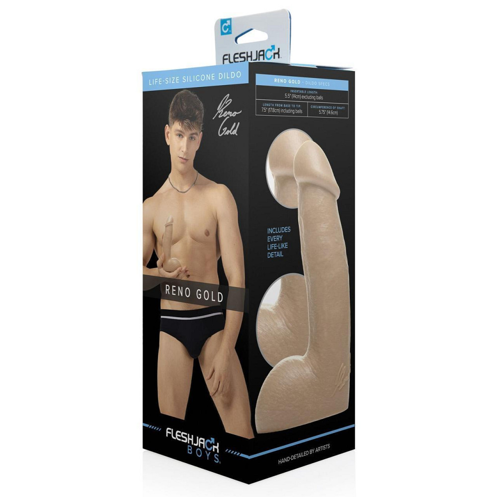 Фалоімітатор Fleshjack Boys: Reno Gold Dildo, за зліпком пеніса порноактора Sex Aura Київ - фото 7
