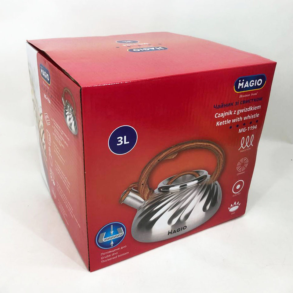 Міцний чайник зі свистком для кухні Magio MG-1194 3 л, Чайник зі свистком з важким дном LS-49 Львів - фото 8