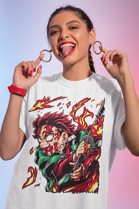 Футболка для хлопчика з аніме принтом Вбивця демонів оверсайз (зріст від 165 до 180) Чорний AnimeJ0371m Дніпро - фото 2