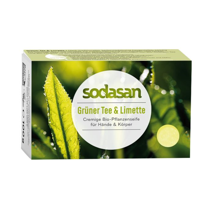 Органічне мило для обличчя антибактеріальне Зелений чай-Лайм SODASAN 100 г Київ - фото 1