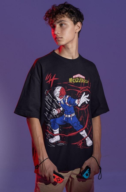 Футболка аниме Моя геройская академия оверсайз (S/M/L) Черний AnimeJ1147 Днепр - изображение 3