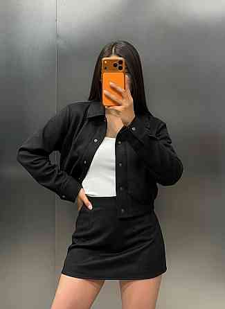 Жіночий стильний повсякденний замшевий бомбер із міні спідницею Одеса