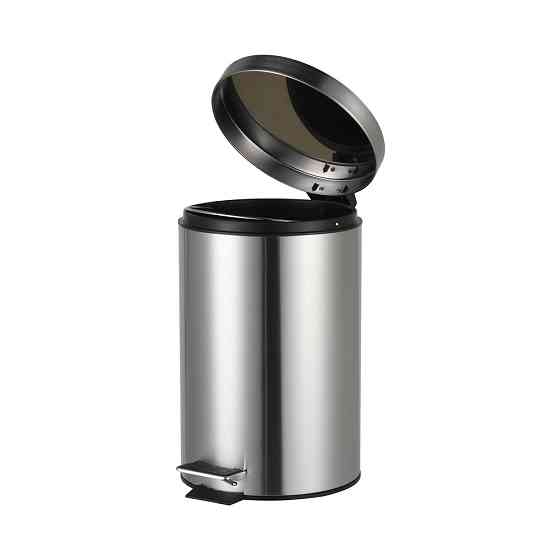 Мусорное ведро с плавным закрытием круглое Zerix Solo-TC0205 SS Color 5л цвет нержавейка антипалец (ZX5888) Черновцы