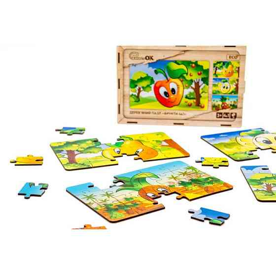 Детский деревянный пазл Фрукты 4 в 1 Puz-84681, 80 элементов Винница