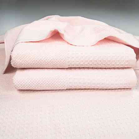 Банное полотенце Вафельний Бордюр GM Textile 70х140см 500г/м2 (Светло-Розовый) Сумы