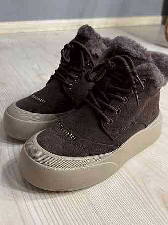 Черевики жіночі Hengji 677-2 замшеві високі кеди на хутрі коричневі, 37, 23,5 см Київ