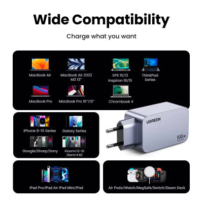 Зарядное устройство Ugreen 3xUSB 100W (2xUSB-C+USB-A) Gan Nexode Pro X757 (25874) Винница - изображение 4